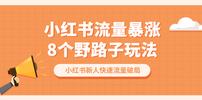 【副业项目6600期】小红书流量-暴涨8个野路子玩法：小红书新人快速流量破局（8节课）-沃创网