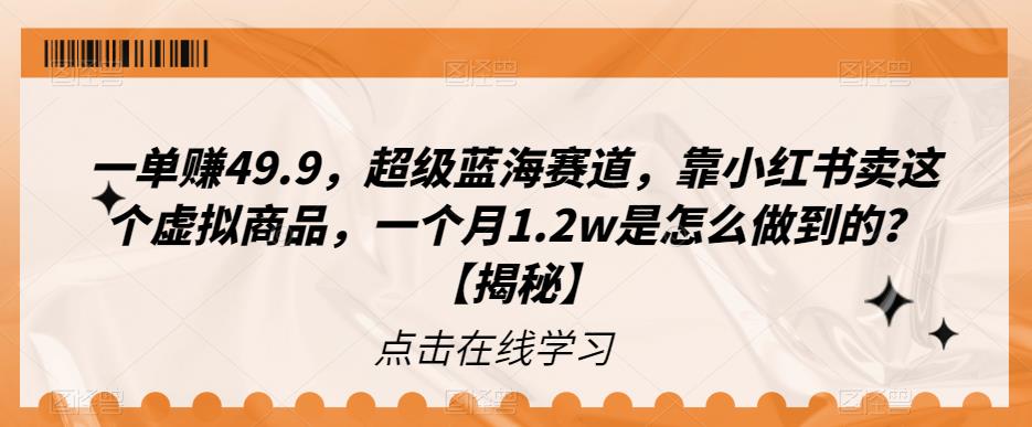 【副业项目6899期】一单赚49.9，超级蓝海赛道，靠小红书卖这个虚拟商品，一个月1.2w是怎么做到的？【揭秘】-沃创网