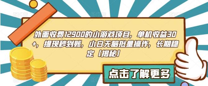【副业项目6934期】收费12900的小游戏项目，单机收益30+，独家养号方法-沃创网