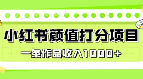【副业项目7043期】适合0基础小白的小红书颜值打分项目，一条作品收入1000+-沃创网