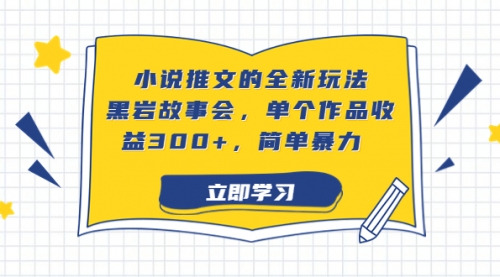 【副业项目7080期】小说推文的全新玩法，黑岩故事会，单个作品收益300+，简单暴力-沃创网