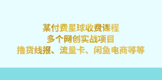 【副业项目7334期】某付费星球课程：多个网创实战项目，撸货线报、流量卡、闲鱼电商等等-沃创网