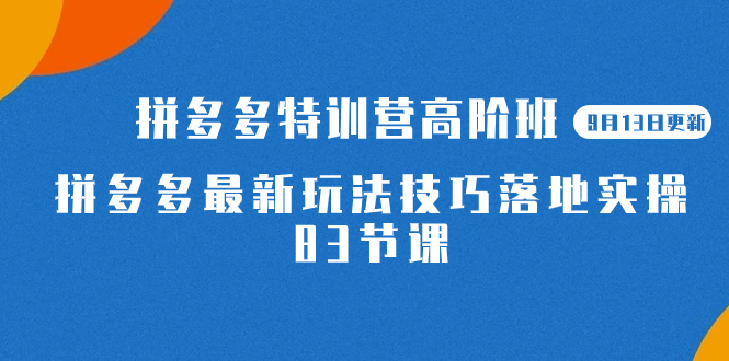 【副业项目7470期】2023拼多多·特训营高阶班【9月13日更新】拼多多最新玩法技巧落地实操-83节-沃创网