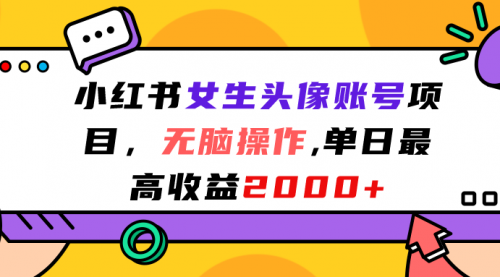 【副业项目7177期】小红书女生头像账号项目，单日最高2000+-沃创网