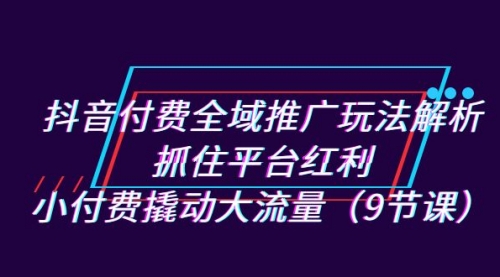 【副业项目7305期】抖音付费全域推广玩法解析：抓住平台红利，小付费撬动大流量（9节课）-沃创网