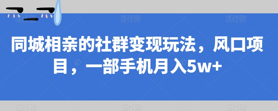 【副业项目7512期】同城相亲的社群变现玩法，风口项目，一部手机月入5w+【揭秘】-沃创网