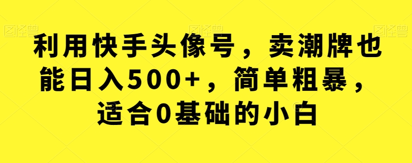 【副业项目7527期】利用快手头像号，卖潮牌也能日入500+，简单粗暴，适合0基础的小白【揭秘】-沃创网