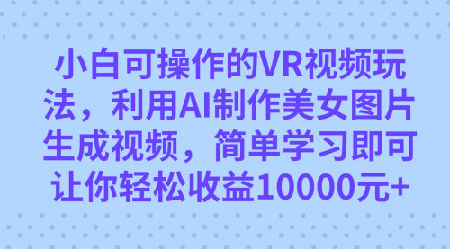 【副业项目7669期】小白可操作的VR视频玩法，利用AI制作美女图片生成视频，你轻松收益10000+-沃创网