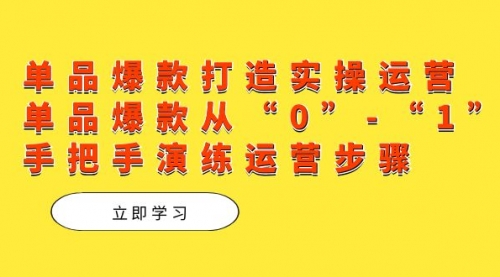 【副业项目7711期】单品爆款打造实操运营，单品爆款从“0”-“1”手把手演练运营步骤-沃创网