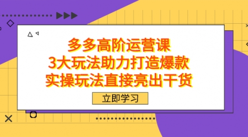 【副业项目7758期】拼多多高阶·运营课，3大玩法助力打造爆款，实操玩法直接亮出干货-沃创网