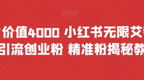 【副业项目7956期】价值4000 小红书无限艾特暴力引流创业粉 精准粉揭秘教程-沃创网