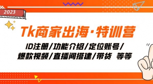 【副业项目8226期】Tk商家出海·特训营：ID注册/功能介绍/定位账号/爆款视频/直播间搭建/带货-沃创网