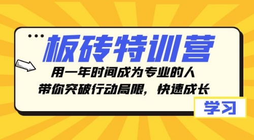 【副业项目8289期】板砖特训营，用一年时间成为专业的人，带你突破行动局限，快速成长-沃创网
