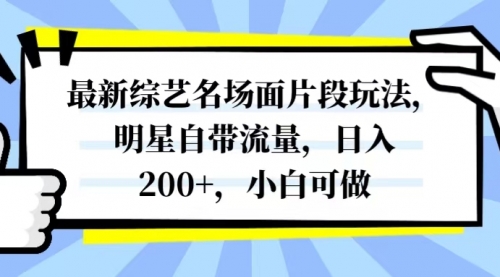【副业项目8334期】最新综艺名场面片段玩法，明星自带流量，日入200+，小白可做-沃创网