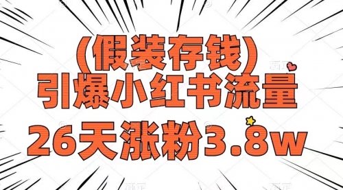 【副业项目8407期】假装存钱，引爆小红书流量， 26天涨粉3.8w-沃创网
