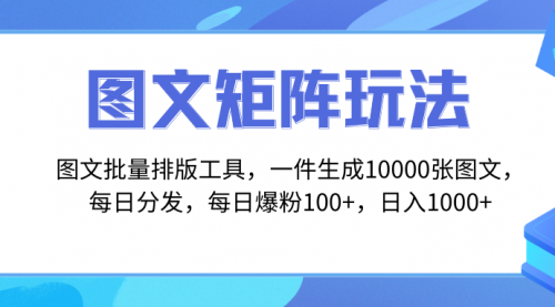 【副业项目8425期】图文批量排版工具，矩阵玩法，一键生成10000张图-沃创网