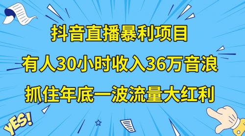 【副业项目8538期】抖音直播暴利项目，有人30小时收入36万音浪-沃创网