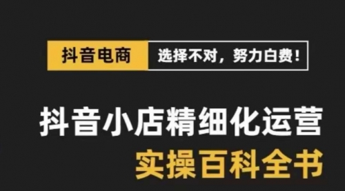 【副业项目8545期】抖音小店 精细化运营-百科全书，保姆级运营实战讲解-沃创网