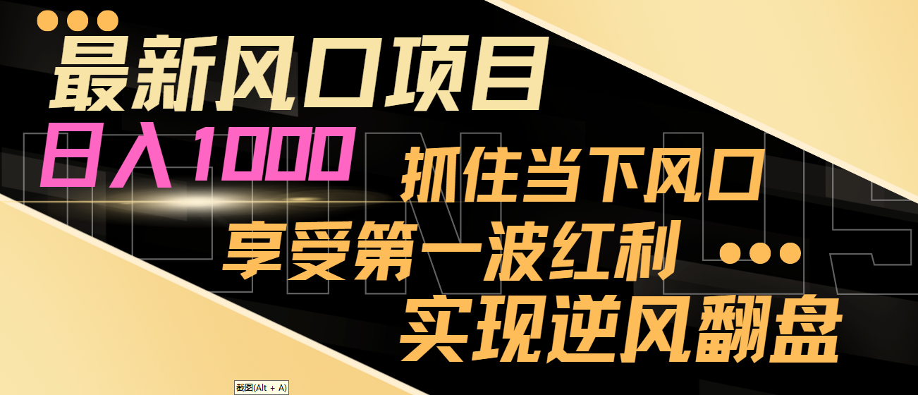 【副业8650期】最新风口项目，日入过千，抓住当下风口，享受第一波红利，实现逆风翻盘-沃创网