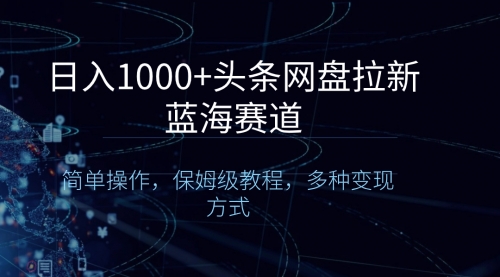【副业8679期】日入1000+头条网盘拉新蓝海赛道，简单操作，保姆级教程，多种变现方式-沃创网