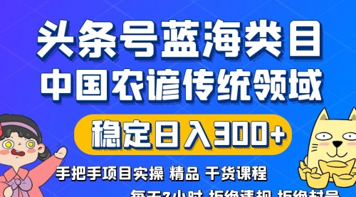 【副业8708期】头条号蓝海类目传统和农谚领域实操精品课程拒绝违规封号稳定日入300+-沃创网