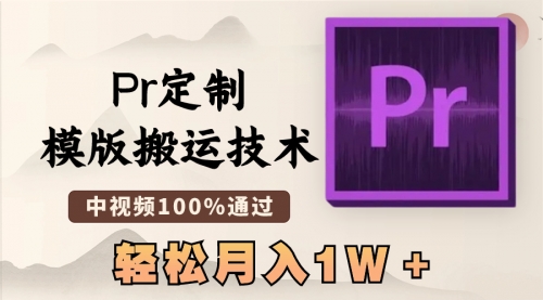 【副业8726期】最新Pr定制模版搬运技术，中视频100%通过-沃创网