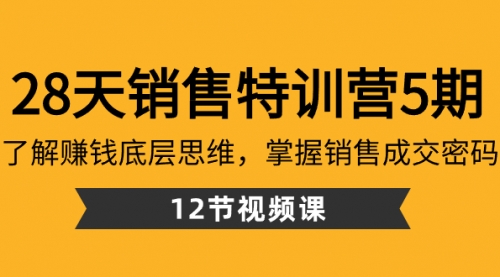 【副业8768期】28天·销售特训营5期：了解赚钱底层思维，掌握销售成交密码（12节课）-沃创网