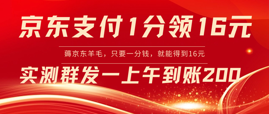 【副业8772期】京东活动：支付1分得16元实操到账200-沃创网