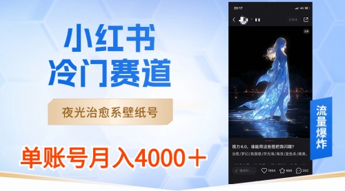 【副业8816期】小红书冷门赛道，夜光治愈系壁纸号，单号月入4000＋-沃创网
