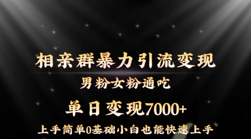 【副业8845期】相亲群暴力引流男粉女粉通吃变现玩法，单日变现7000+保姆教学1.0-沃创网