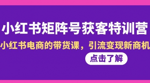 【副业8962期】小红书-矩阵号获客特训营-第10期，小红书电商的带货课，引流变现新商机-沃创网