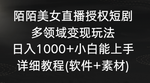 【副业8963期】陌陌美女直播授权短剧，多领域变现玩法，日入1000+-沃创网