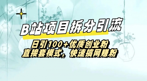 【副业8967期】B站项目拆分引，快速日3100+优质创业粉-沃创网