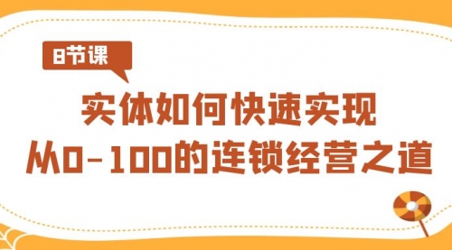 【副业8986期】实体·如何快速实现从0-100的连锁经营之道（8节视频课）-沃创网