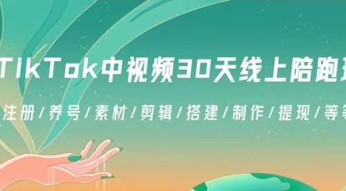 【副业8995期】TikTok中视频-30天线上陪跑班：注册/养号/素材/剪辑/搭建/制作/提现/等-沃创网