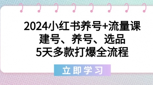【副业8999期】2024小红书养号+流量课：建号、养号、选品，5天多款打爆全流程-沃创网