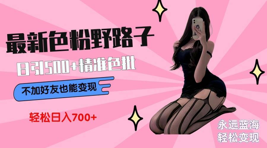 最新色粉变现野路子，日引500+老色批 可不加好友直接变现 小白轻松日入700+-沃创网