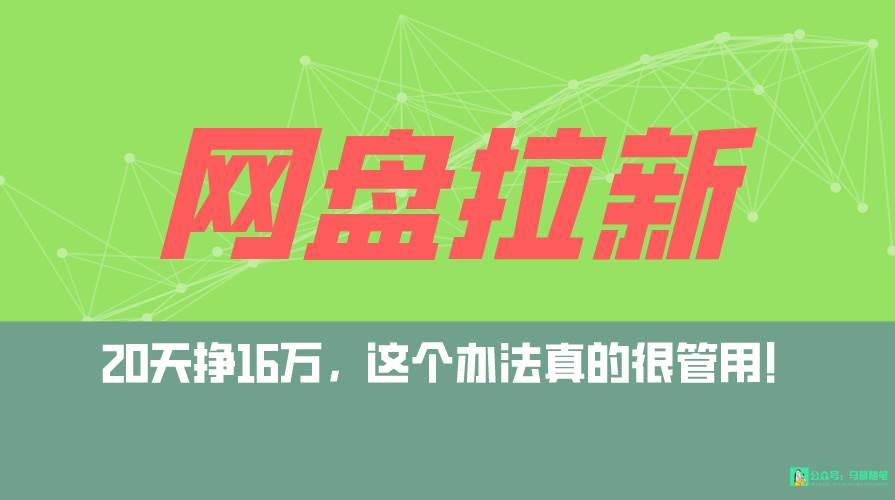 网盘拉新+私域全自动玩法，0粉起号，小白可做，当天见收益，已测单日破5000-沃创网