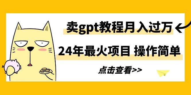 24年最火项目，卖gpt教程月入过万，操作简单-沃创网