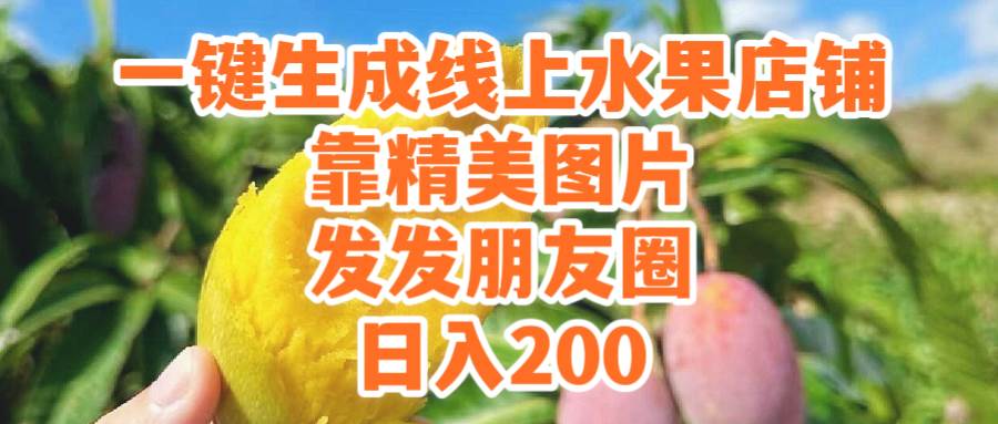 一键生成线上水果店，靠精美图片发发朋友圈，也能日入200-沃创网