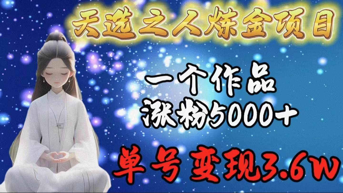天选之人炼金项目，一个作品涨粉5000+，单号变现3.6w-沃创网