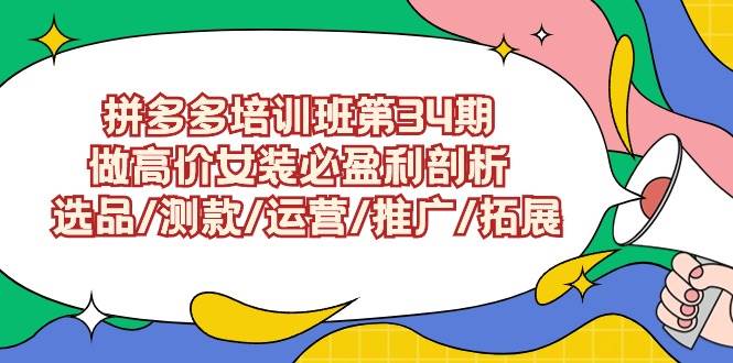 拼多多培训班第34期：做高价女装必盈利剖析  选品/测款/运营/推广/拓展-沃创网
