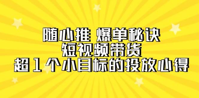 随心推 爆单秘诀，短视频带货-超1个小目标的投放心得（7节视频课）-沃创网