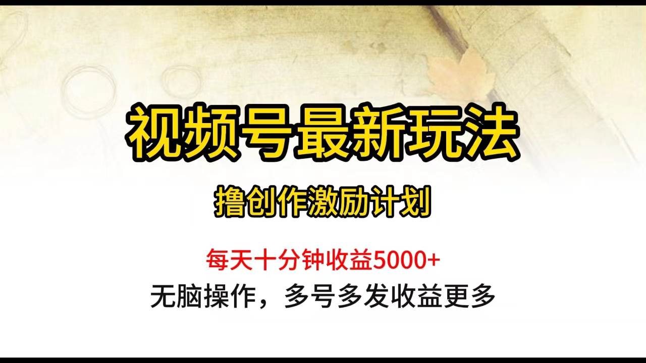 视频号最新玩法，每日一小时月入5000+-沃创网
