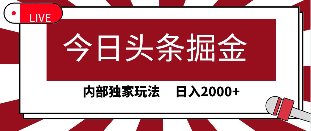 今日头条掘金，30秒一篇文章，内部独家玩法，日入2000+-沃创网