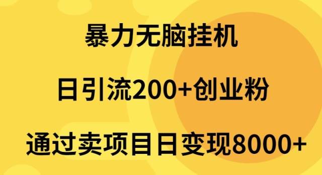 暴力无脑挂机日引流200+创业粉通过卖项目日变现2000+-沃创网