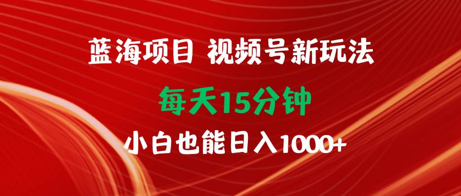 蓝海项目视频号新玩法 每天15分钟 小白也能日入1000+-沃创网