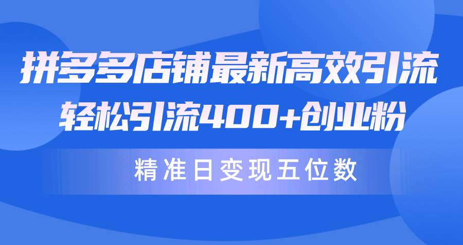 拼多多店铺最新高效引流术，轻松引流400+创业粉，精准日变现五位数！-沃创网