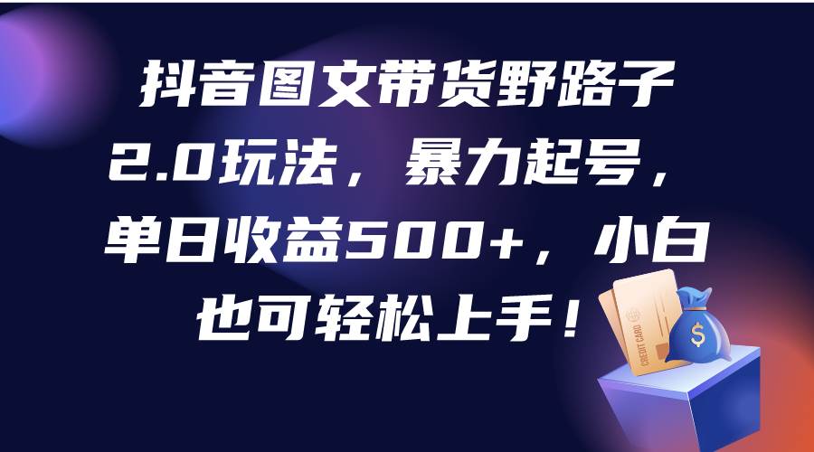 抖音图文带货野路子2.0玩法，暴力起号，单日收益500+，小白也可轻松上手！-沃创网