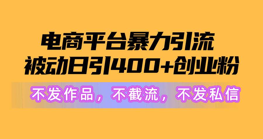 电商平台暴力引流,被动日引400+创业粉不发作品，不截流，不发私信-沃创网